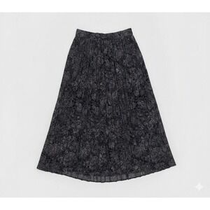 Jones New York Vtg 90s Green Floral ALine Maxi Skirt Rayon Pleated 1990s 90s